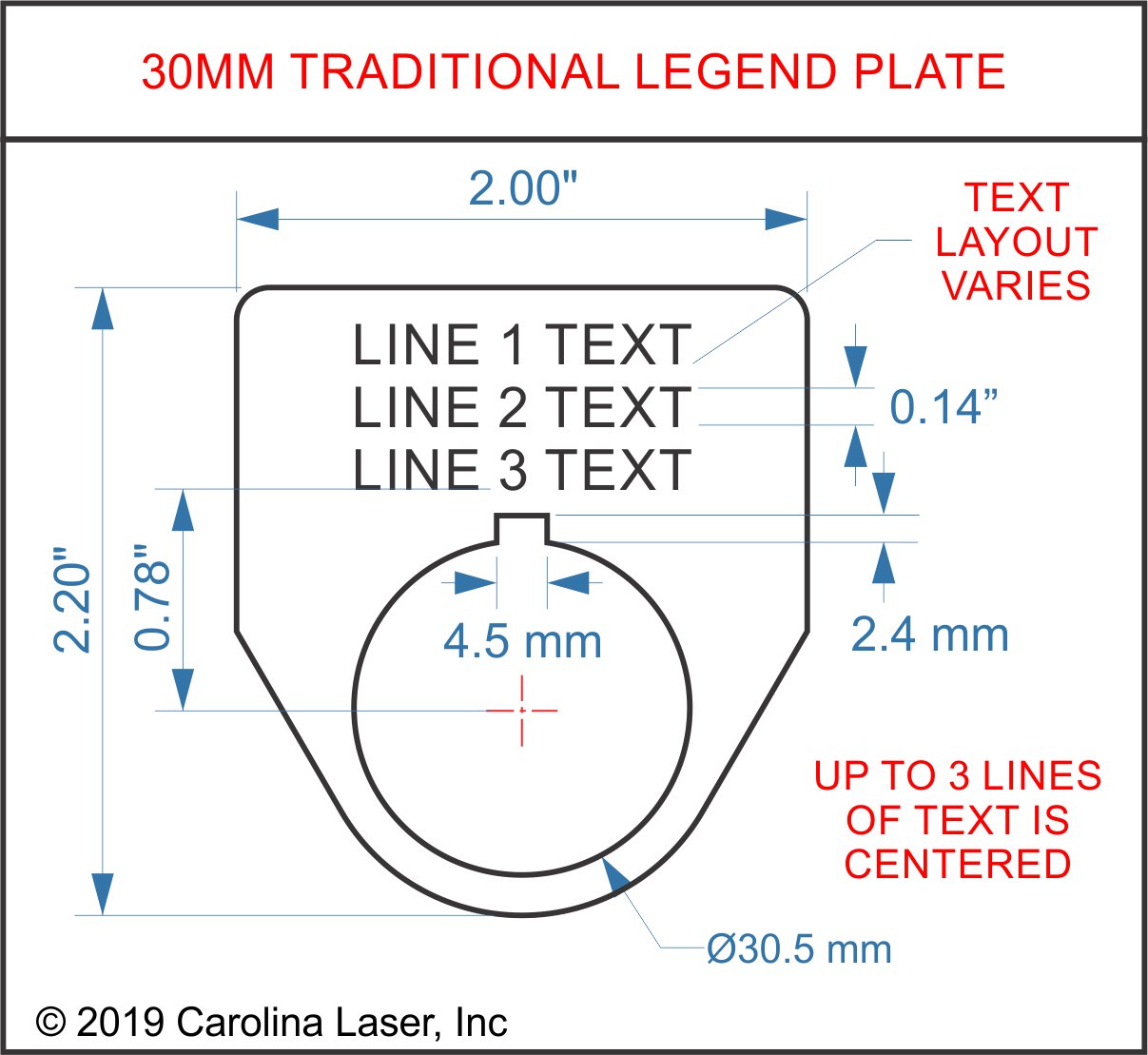 Plastic Legend Plate - 30mm Traditional - 1 Line - Click Image to Close