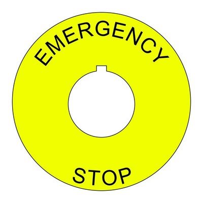 Plastic Legend Plate - 22mm Emergency Stop - Click Image to Close