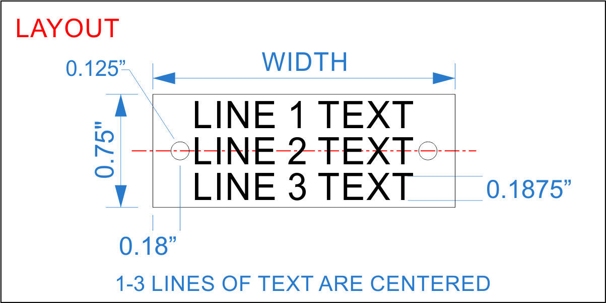 Plastic Nameplate - 3/4" x 3" - 3/16" Text - Mtg Holes - Click Image to Close