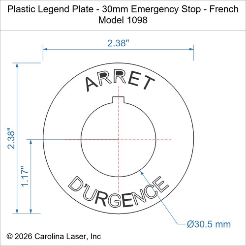 Modal Additional Images for Plastic Legend Plate - 30mm Emergency Stop - French