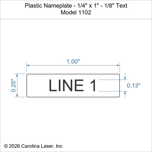 Modal Additional Images for Plastic Nameplate - 1/4" x 1" - 1/8" Text