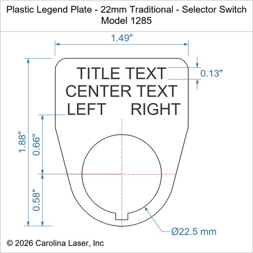 Modal Additional Images for Plastic Legend Plate - 22mm Traditional - Selector Switch