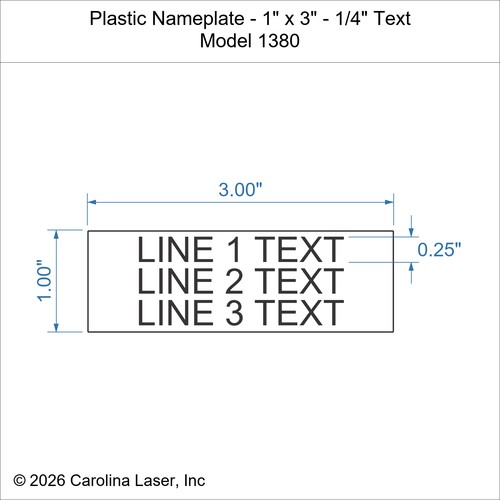 Modal Additional Images for Plastic Nameplate - 1" x 3" - 1/4" Text