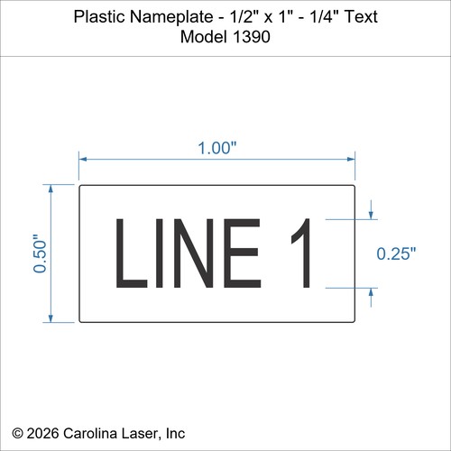 Modal Additional Images for Plastic Nameplate - 1/2" x 1" - 1/4" Text