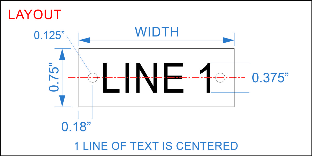 Plastic Nameplate - 3/4" x 2 1/2" - 3/8" Text - Mtg Holes - Click Image to Close