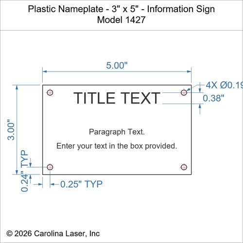 Modal Additional Images for Plastic Nameplate - 3" x 5" - Information Sign