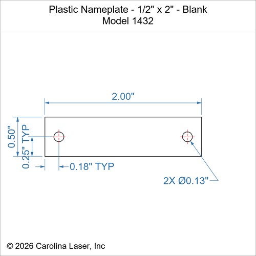 Modal Additional Images for Plastic Nameplate - 1/2" x 2" - Blank