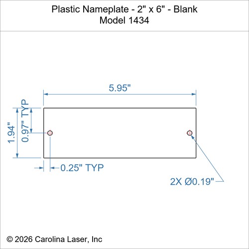 Modal Additional Images for Plastic Nameplate - 2" x 6" - Blank
