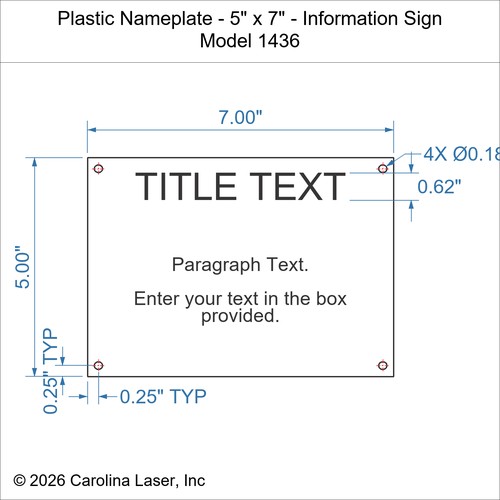 Modal Additional Images for Plastic Nameplate - 5" x 7" - Information Sign