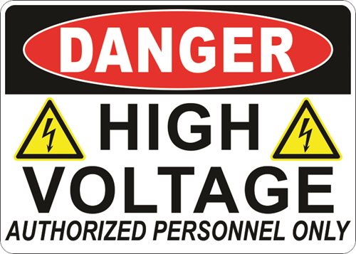5" x 7" Danger High Voltage Decal - Click Image to Close