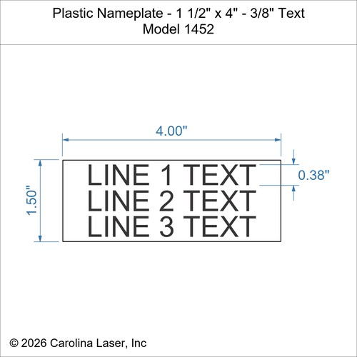 Modal Additional Images for Plastic Nameplate - 1 1/2" x 4" - 3/8" Text