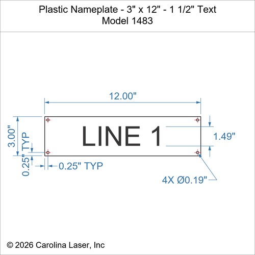 Modal Additional Images for Plastic Nameplate - 3" x 12" - 1 1/2" Text
