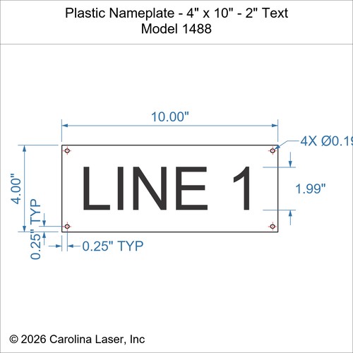 Modal Additional Images for Plastic Nameplate - 4" x 10" - 2" Text