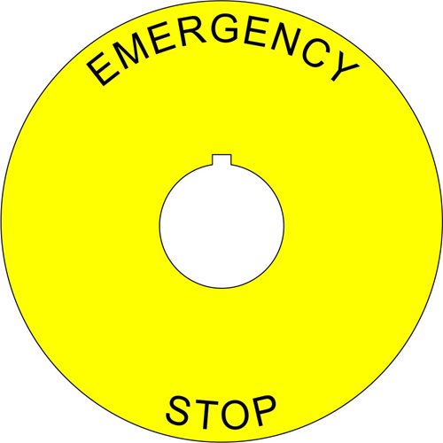 Plastic Legend Plate - 22mm Emergency Stop - 80mm - Click Image to Close