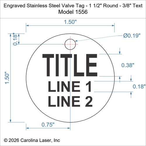Modal Additional Images for Engraved Stainless Steel Valve Tag - 1 1/2" Round - 3/8" Text