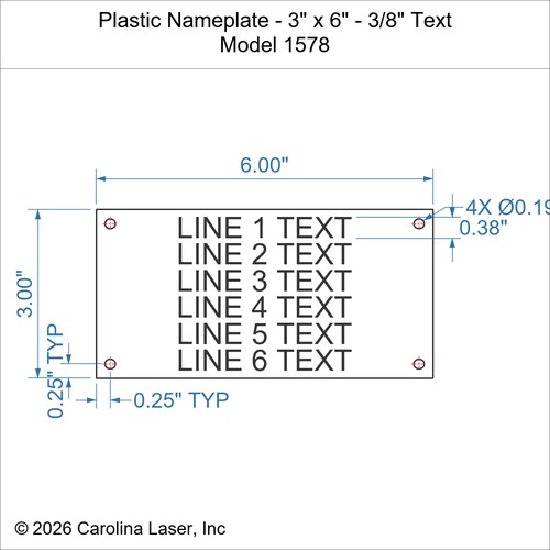 Modal Additional Images for Plastic Nameplate - 3" x 6" - 3/8" Text
