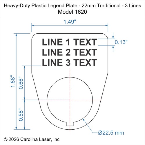 Modal Additional Images for Heavy-Duty Plastic Legend Plate - 22mm Traditional - 3 Lines