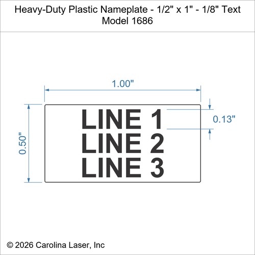 Modal Additional Images for Heavy-Duty Plastic Nameplate - 1/2" x 1" - 1/8" Text
