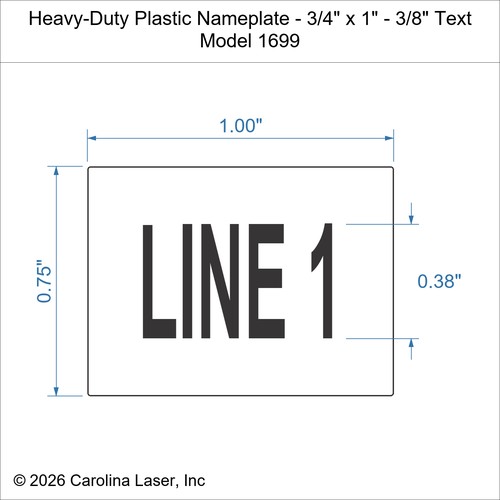 Modal Additional Images for Heavy-Duty Plastic Nameplate - 3/4" x 1" - 3/8" Text