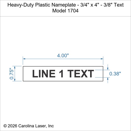 Modal Additional Images for Heavy-Duty Plastic Nameplate - 3/4" x 4" - 3/8" Text