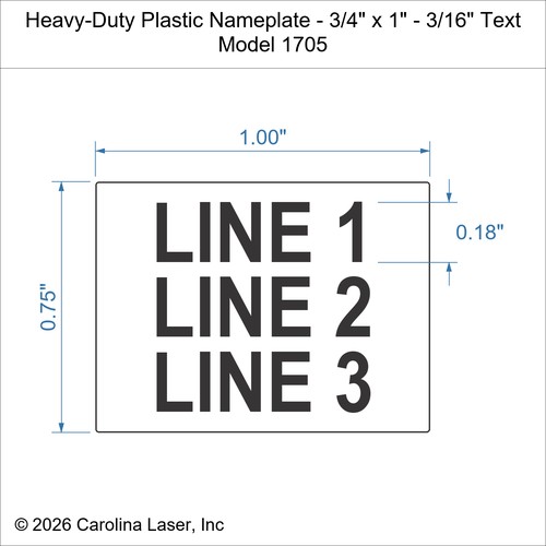 Modal Additional Images for Heavy-Duty Plastic Nameplate - 3/4" x 1" - 3/16" Text