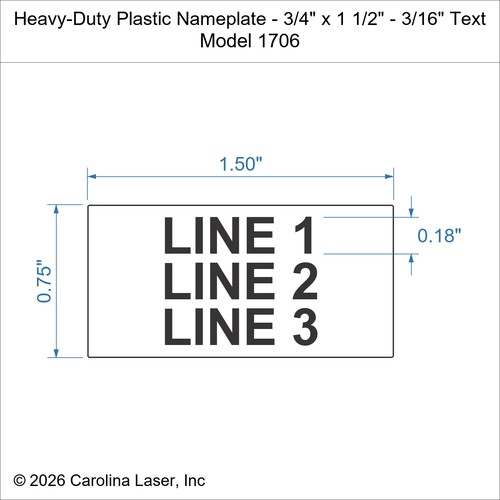 Modal Additional Images for Heavy-Duty Plastic Nameplate - 3/4" x 1 1/2" - 3/16" Text