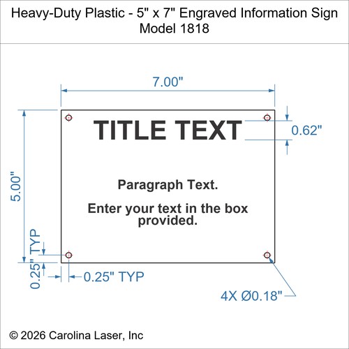 Modal Additional Images for Heavy-Duty Plastic - 5" x 7" Engraved Information Sign