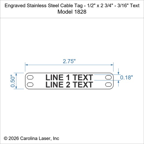 Modal Additional Images for Engraved Stainless Steel Cable Tag - 1/2" x 2 3/4" - 3/16" Text