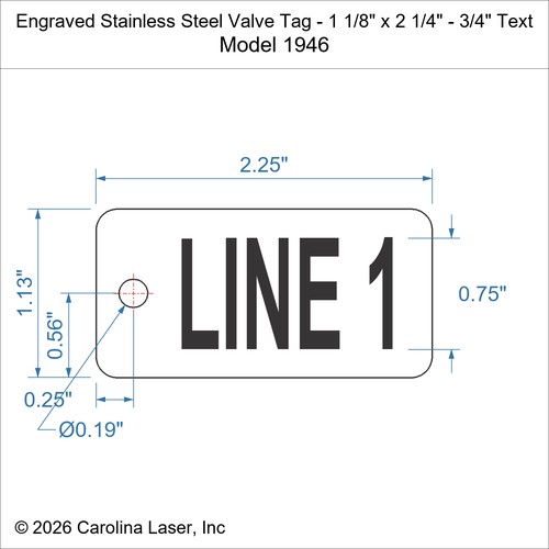 Modal Additional Images for Engraved Stainless Steel Valve Tag - 1 1/8" x 2 1/4" - 3/4" Text