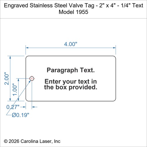Modal Additional Images for Engraved Stainless Steel Valve Tag - 2" x 4" - 1/4" Text