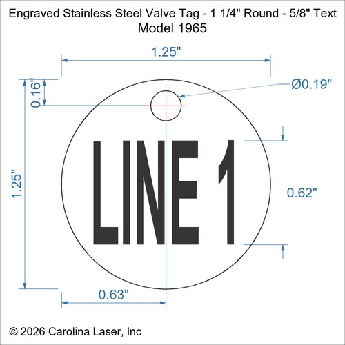 Modal Additional Images for Engraved Stainless Steel Valve Tag - 1 1/4" Round - 5/8" Text